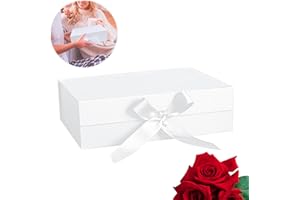 LETTERASHQP Weiße Geschenkbox,Geschenkbox mit Deckel,21 * 17 * 7 cm Geschenkkarton Weiß mit Deckel,Geschenkverpackung Box mit Band Schachtel mit Deckel Geschenkkarton für Hochzeit Geburtstag Weihnachten Jubiläum
