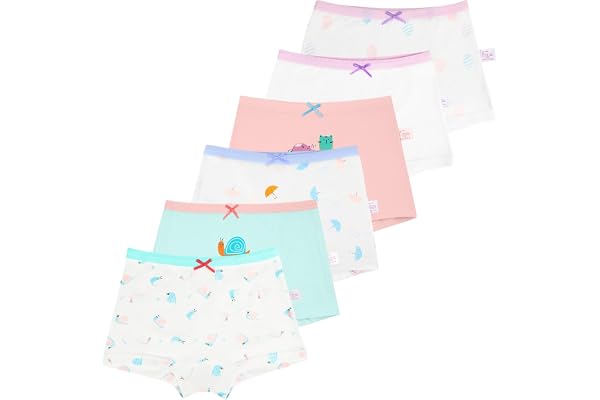 Alaoo Flickkalsonger, bomull, boxershorts, trosor, underkläder, tonåring, flickor, bomull, underkläder, mjuka trosor, tonårsstretch, underbyxor, flickor, 6-pack för flickor