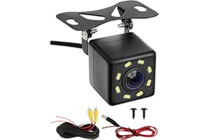 TEASTEAM Telecamera di Retromarcia con Visione Notturna 8 LED per Auto, Posteriore Grandangolare 170°, Impermeabile IP68, 12V Universale Aiuto Parcheggio di Emergenza con Cavo per Automobile Camion SUV