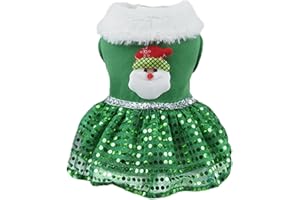 WEITING Dress Dogs,Santa Claus Bling Bling Dog Dress Theme - Dog Dresses Outfits Girl Dog Clothes Cat Coat Doggie Jackets for Cat Dogs