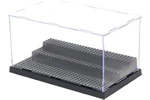 MIMIEYES Vitrine en Acrylique Perspex (25,4 x 14,5 x 13,5 cm) Anti-poussière avec Base pour Mini-Figurines (Noir)