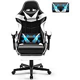 Soontrans Sedia da Gaming Massaggiante Sedia Gaming con Poggiapiedi & Poggiatesta & Cuscino Lombare Massaggio, Poltrona da Ga