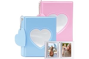 Neikafan Mini Photo Card Album Kpop Binder 2 Pcs 3 Inch 64 Pockets Photo Album Instax Polaroid Small Kpop Photocard Binder for Collecting Picture Fujifilm Small Kpop Photocard Holder Book