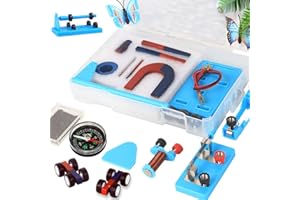 BURNUR Magnet Set for Kids Science Experiment Kit Electromagnet and Simple Circuit Kits Tools for School Lab Education Physics Projects Icluding Bar/Ring/Horseshoe