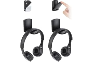 aceyoon 2 Pièces Support Casque Pliable Bureau Réglable Crochet Adhésif pour Casque Headset Stand Universel avec Organiseur de Câble pour Tous Les Casques Gamer (Noir)