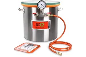 BACOENG 5 Gallon Tempered Glass Lid Stainless Steel Vacuum Chamber Perfect for Stabilizing Wood, Degassing Silicones, Epoxies and Essential Oils.