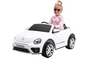 Actionbikes Motors Kinder Elektroauto VW Beetle Käfer - Lizenziert - 2 x 40 Watt Motoren - 2,4 Ghz Fernbedienung - Eva Vollgummi Reifen (Weiß)