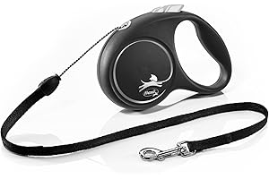 Flexi® Black Design S Cordón 5 m Negro/Plata, Correa Extensible para Perros hasta máx. 12 kg
