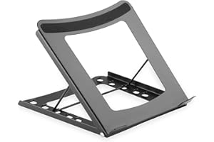 DIGITUS Soporte para ordenador portátil - Ajustable en 5 posiciones - Para portátiles de 10" a 15" - Acero resistente - Negro