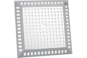 GEFIRE Colador de Pelo para Ducha Cuadrado, Tapa de Desagüe para Baño, 12,5 x 12,5 cm Colador de Fregadero para Cocina, de Calidad, de Acero Inoxidable, Silicona, Plateada