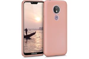 kwmobile Funda para Motorola Moto G7 Power Carcasa - Case TPU y Silicona Ultrafino - Antigolpes con Bordes elevados - Apto Carga inalámbrica - Oro Rosa Metalizado