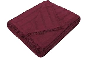 MERCURY TEXTIL- Colcha Multiusos Sofa,Manta Foulard,Plaid para Cama,Cubresofa Cubrecama,jarapas,Comoda Practica y Suave. Poliester Algodón (230 x 260cm, Liso Granate)