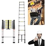 Scaletta Telescopica in Alluminio, 10.5 ft/3.2m Scale Pieghevoli, Scale Retrattili Multifunzione per Coperture, Lavoro all'ap
