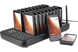 Retekess TD173 Bipeur Restaurant Vibreur, Bipper, 500M Longue Distance Beeper Restauration, 7 Mode d’Appel, 1-999s Rappel, Surface Personnalisable du Bipper, pour Restaurants, Bars, École