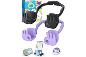 CALDEVER Geschenke für Frauen Mädchen Kinder Handy Ständer: Weihnachten Wichtelgeschenk Nikolaus Geschenk für Mutter Tochter Schwester OK Handyhalterung Handyständer Kleine Coole Gadgets Schwarz&Lila 2Pck