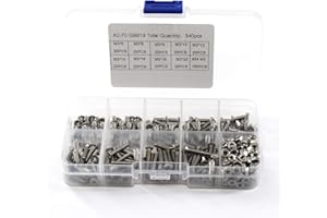 SEERAPHEE Juego surtido de 340 tornillos de cabeza plana avellanados de acero inoxidable M3 304