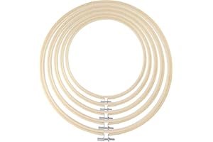 NV WANG Aros de Bordado,Bastidor de Punto de Cruz 5 piezas Aros Bordado Punto de Cruz de Bambú Set de Anillo para Manualidades Costura a Mano 17cm 20cm 23cm 26cm 30cm