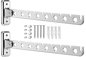 BLUESEABUY Wieszak ścienny wieszak na ubrania, wieszak ścienny, suszarka, wieszak ścienny, obrót, 90°, składany wieszak na ubrania, ze śrubami i kołkami, do sypialni, salonu, balkonu,