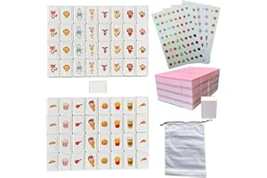 PROMITHI Emballage simple,65 Blocs de 30mm Jeu de Seaside Style Escape Game de Style Mahjong,Jeu de Tuiles pour Enfant,de Mahjong 2 Joueurs,en ABS Plastique,Domino d'évasion,avec DIY Autocollants en PVC (Rose)