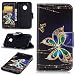 Produktbild LEMORRY Schutzhülle Motorola Moto G5 Plus Hülle Ledertasche Flip Cover Handyhülle Slim Bumper Schutz Case Magnetisch Soft Beutel Haut Weich Silikon Cover Schale Mit Kreditkarten-Slot, Schmuck Schmetterling