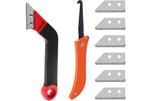 FENQURO Raschietto per Piastrelle, Utensile per Rimuovere Fughe Piastrelle, con 7 Lame di Ricambio, Set da 9 Pezzi di Utensili per Pulizia, per Pulizia Piastrelle Cucina Bagno Pareti Pavimenti