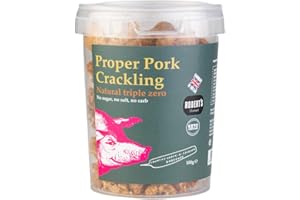 SCT SAVOURY CRUNCHY TREATS & SWEET CANDY TREATS Proper Pork Crackling - 100g Pot – Available in Multiple Flavours - Keto-friendly, Allergen-Free, Low Carb & High Protein, Handmade in Britain (Natural - UNSALTED)