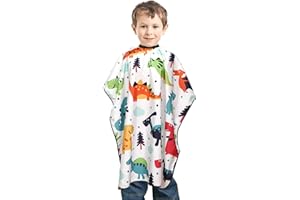 KRYMSON 1 Stück Kinder-Friseurumhang, Friseurzubehör, verstellbarer kleiner Dinosaurierschneideumhang, Cartoon-Dinosaurier, geeignet für Jungen und Mädchen.