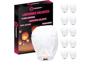 TellementHappy Lanterne Volante Chinoise Blanche en Papier – Format géant 90×60 cm, sans Armature métallique – idéale pour Mariage, fête, Nouvel an – Lot de 10
