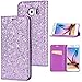 Produktbild Sycode Elegant Edel Stilvoll Luxus Lila Glitzer PU-Leder Buchstil Wallet Brieftasche Schutzhülle Etui für Samsung Galaxy S6 Edge-Lila