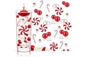 YIEUR 10201 pezzi decorazioni per albero di Natale con ciondolo per vasi, perle di Natale con foro per candele da nuoto, bastoncini di zucchero, caramelle con decorazione natalizia a forma di candela