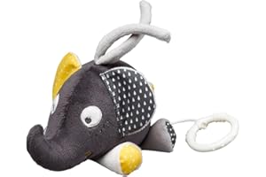 SAUTHON Peluche Mini Musical Eléphant en velours gris