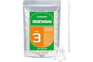 WANANFU Size 3 Empty Capsules Vegetarian (100 Count) Bundle with 2 Micro Lab Spoons, Compatible with Capsule Filling Machine Size 3