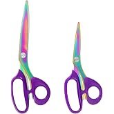 Asdirne - Sewing Scissors 26cm/21cm Stainless Steel Titanium Plated Heavy Duty for Cutting Fabric and Leather Purple