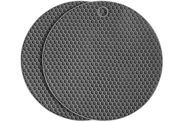Flintronic Grytunderlägg i silikon för heta stekpannor, 2-pack multifunktionell värmebeständig matta, flexibel silikon grytunderlägg, värmetålig rund grytlapp för kök matlagning middag