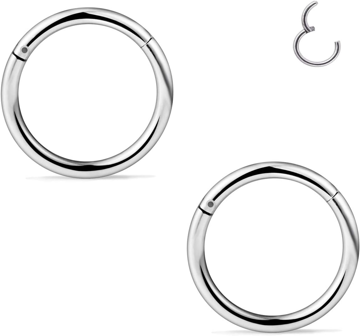 FECTAS Segmento de Acero Inoxidable Anillo de Nariz Aro Clicker Bisagra Labio Septum Tragus Helix Cartílago Perforación Joyería (18/16/14G)