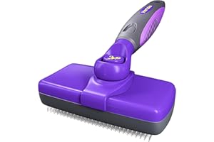 Hertzko Self-Cleaning Slicker Brush - Cat and Dog Brush for Hair Loss, Tangles and Dirt - Gentle Grooming Tool for Sensitive Skin - Pet Hair Remover for Long and Short