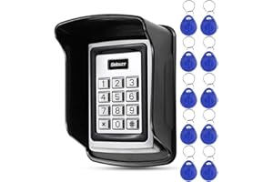 KADONGLI KDL Waterproof Access Control Keypad Proximity RFID Controller, 1000 Users, with 10pcs 125KHz RFID Keyfobs with Rainproof Cover, for Home Security Door Entry System Outdoor Use