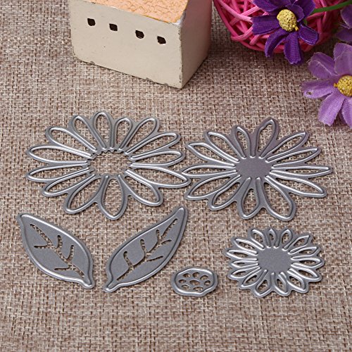 Demiawaking 6 Pcs Blume Schneiden Schablonen DIY Sammelalbum Dekor Papier Karten, Metall Buchzeichen , Metall Lesezeichen als Geschenk fuer Freunde - 2