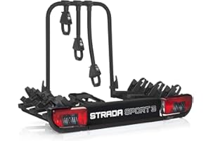 Atera 022695 Portabici per auto Strada Sport 3, portabici per gancio di traino con luci - per 3 biciclette, e-bike - Black Edition