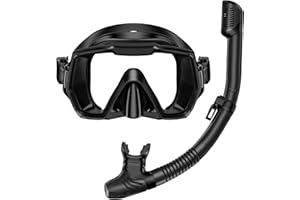 HONLANOR Snorkel Set Adults Snorkeling Gear Anti-Leak and Anti-Fog Tempered Glass Lens Panoramic View Swim Mask Dry Top Snorkel Kit for Snorkeling Scuba Diving Swimming Travel with Carry Bag