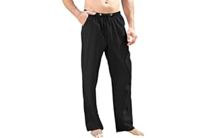 CTU Mens Linen Trousers Casual Elastic Waist Summer Beach Loose Yoga Trousers M-3XL