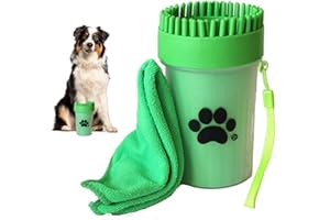 TDL Market Pulitore Zampe per Cani con salvietta in Regalo | Pulisci, Spazzola e Lava Zampe Portatile in Silicone | Taglia M (Verde)