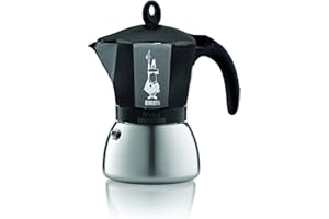 Bialetti Moka Induction Caffettiera in Alluminio, Adatta all'induzione, 190 W, 6 Cups, Acciaio Inossidabile, Grigio Antracite