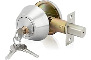 OCGIG Türschloss Edelstahl Einzylinder Sicherheitsschloss Deadbolt Lock Einstellbare Schlüssel Deadbolt Lock Satin Nickel
