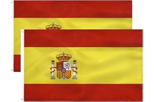 TCTOHZNG 2pcs Bandera española 90 x 150 cm-Bandiera spagnola Poliestere Metallo Occhielli all'aperto Colore vivido e Adatto per uso interno ed esterno Spanish flag