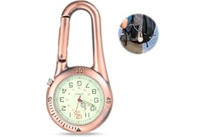 WUIOWPPIC Taschenuhr Digital schwesternuhr, Multifunktionale Digital Karabineruhr, Krankenschwester uhr, uhr Kleine karabiner mit Karabiner mit Leuchtendes, Taschenuhr mit Karabiner Uhr Sanitäter copper colour