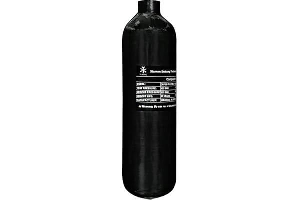 TUXING 30Mpa 4500Psi 1.1L 67Cu dans Le réservoir HPA en Fibre de Carbone 700cc, Bouteille de gaz, Chasse au Paintball pour Pistolet à air comprimé PCP Daystate et Filetage FX M18 * 1.5zwart