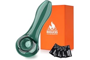 ‎SUNNEKO SUNNEKO Glaspfeife mit 7 Kickloch Glaspfeife Dickes Glas Löffel Bong Hitzebeständig Geruchsneutral Taschenform Pfeife Home Dekorative Accessoires