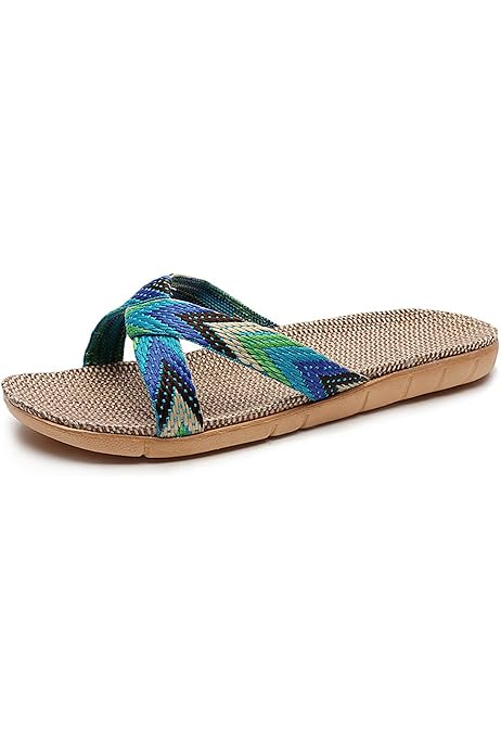 Hausschuhe Damen EQWIGKEIT Damen-Pantoffeln Leichte Leinen