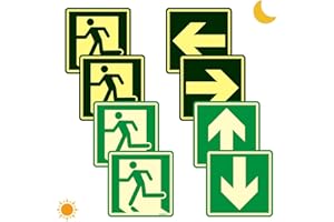 Ashoaza autocollant issue de secours | Panneau sortie de secours lumineux | 8 pièces | Cm 15x15 (flèche autocollante) - Adhésif